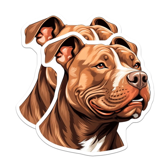 (2 Pack) Pitbull Dog Stickers - American Pit Bull Terrier Art Decals - Dog Lover Pet Parent Accessories - 5" On Longest Side - Sticks to Smooth Flat Surfaces - Made in USA - BMCS29998