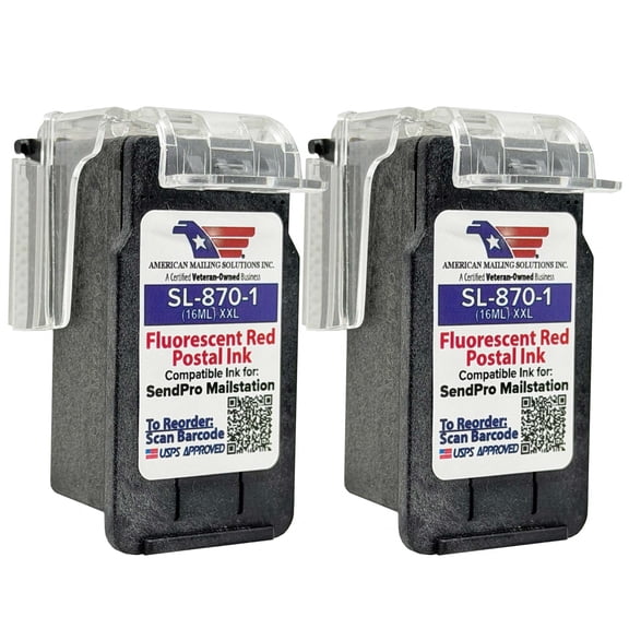 Pitney Bowes SL-870-1 | 2-Packl | Red Ink Cartridge for the SendPro Mailstation