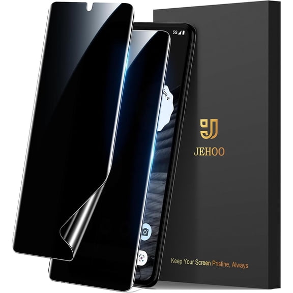 [2 Pack] Pixel 7 Pro Privacy Screen Protector Flexible TPU [Not Glass], Fingerprint Unlock, Anti-spy, Easy Installation, Case Friendly, Bubble Free