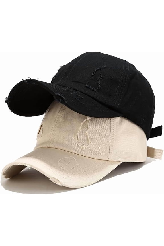 2 Pack Plain Baseball Cap Hat Adjustable Back (blackwhite)
