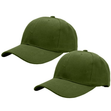 2-Pack Plain Baseball Cap for Men & Women Adjustable Size Outdoor Activities Army Green & Army Green