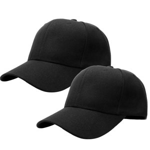 Falari Plain Baseball Cap 2-Pack, Adjustable, Black