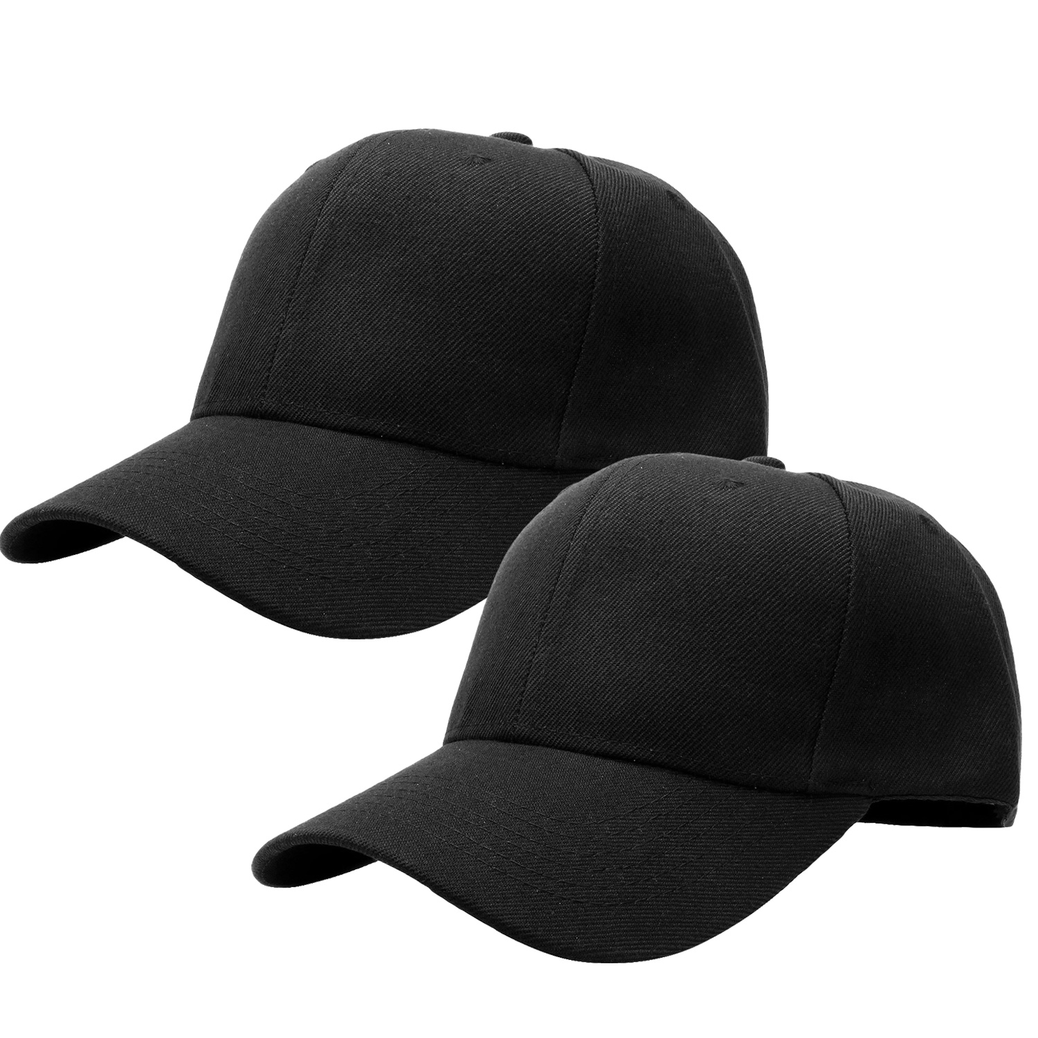 Falari Plain Baseball Cap 2-Pack, Adjustable, Black photo 1