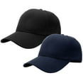 thumbnail image 1 of 2-Pack Plain Baseball Cap for Men & Women Adjustable Size Outdoor Activities Black & Navy, 1 of 7
