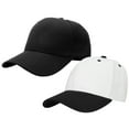 thumbnail image 1 of 2-Pack Plain Baseball Cap for Men & Women Adjustable Size Outdoor Activities Black & White/Black, 1 of 7