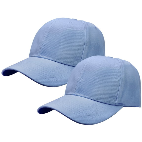 2-Pack Plain Baseball Cap for Men & Women Adjustable Size Outdoor Activities Sky Blue & Sky Blue