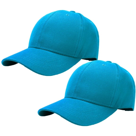 2-Pack Plain Baseball Cap for Men & Women Adjustable Size Outdoor Activities Turquoise & Turquoise