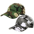 thumbnail image 1 of 2-Pack Plain Baseball Cap for Men & Women Adjustable Size Outdoor Activities Woodland Camouflage & Grey Camouflage, 1 of 7