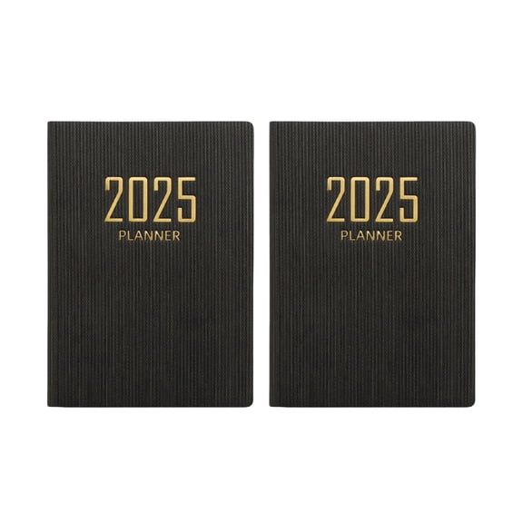2 Pack Planner 2025-2026, Daily, Weekly & Monthly Planner, Jan 2025 to Dec 2026, Aesthetic Planner Notebook for Study Work, Academic Planner, Classroom Must Haves, 4.2" x 3.1", Black