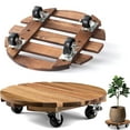 thumbnail image 1 of 2 Pack 16 inch Plant Caddy Plant Stand with Wheels Rolling, Heavy Duty Wooden Round Plant Dolly Rollers with Metal Lockable Casters Indoor Outdoor Pot Plant Roller Base Caddies,Patio,Flower Pot, 1 of 7