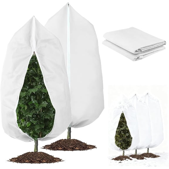 2-Pack Plant Covers Freeze Protection, Round Frost Blankets for Outdoor Plants (23.6"x31.4") – Winter Plant Covers, 2.4oz/yd2 Frost Cloth Plant Protection for Trees, Shrubs & Potted Plants (White)