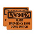 thumbnail image 1 of (2 Pack) Plant Emergency Shut Down Switch OSHA Warning Sign 24 Inch X 18 Inch Vinyl Label Decal Sticker Weather Resistant, UV Protected for Workplace, Business, and Construction Site,, 1 of 7