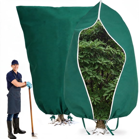 2 Pack Plant Freeze Protection Covers, 96×96 Inch 2.4oz/yd² Frost Cloth Plant Blankets with Zipper Drawstring for Winter Plants Garden Frost Sun Pests Protection