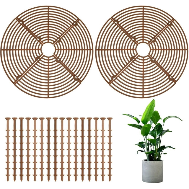 2 Pack Plant Pot Cover, 11.8inch Plant Pot Grid Soil Protectors with 16