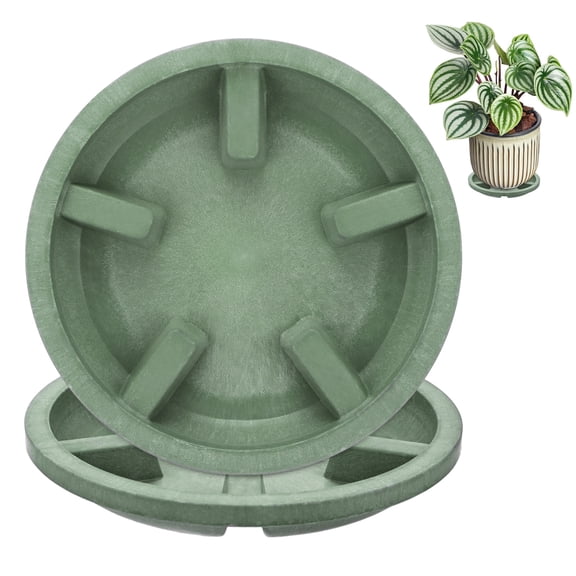 2-Pack Plant Saucers, 5 Inch OD Anti-Rot Root Resin Flower Pot Plant Saucers for Indoor/Outdoor [3.7 Inch ID, Green]