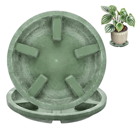 2-Pack Plant Saucers, 6 Inch OD Anti-Rot Root Resin Flower Pot Plant Saucers for Indoor/Outdoor [4.7 Inch ID, Green]