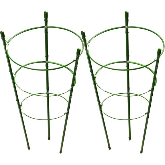 2 Pack Plant Support Cage Rust Resistant Garden Ring Stake Plant Support for Tomato, Trellis, Climbing Plant, Flower, Small Plant Cages for Small Plants,17.7" H
