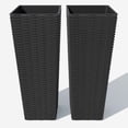thumbnail image 1 of 2 Pack Planters for Indoor & Outdoor Plants, Rattan Planter with Removable Liners & Drainage Holes, Use for Front Porch, Patio, Backyard, Garden, Black,32 in, 1 of 7