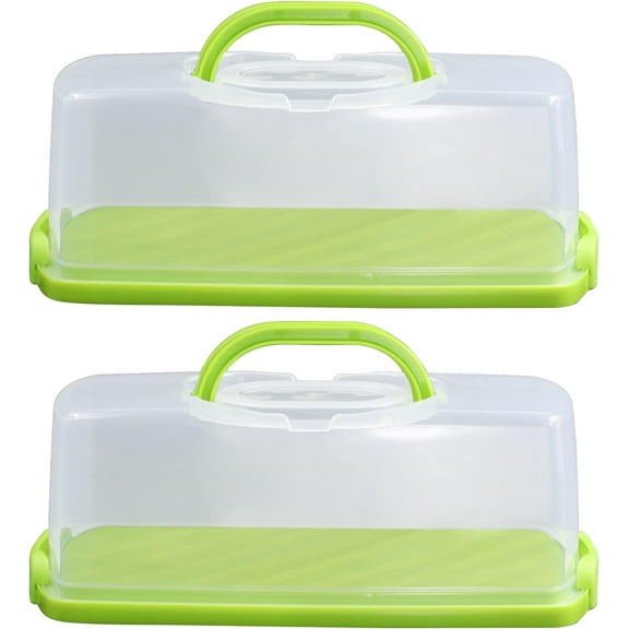 2 Pack Plastic 13 inch Rectangular Loaf Cake Storage Container,Bread Keeper for Carrying and Storing Banana Bread,Pumpkin Bread