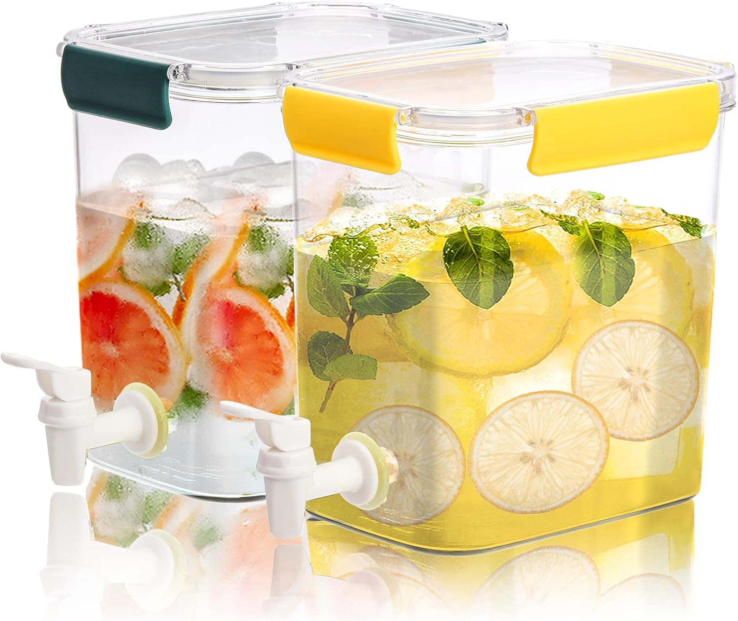 2 Pack Plastic Beverage Dispenser with Tap, 0.9 Gallon (3.5L) Beverage ...