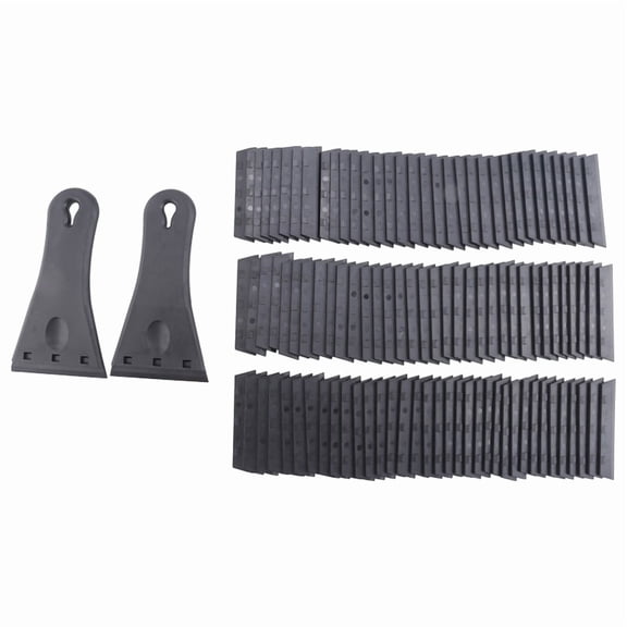 2 Pack Plastic Blade Scraper with 100Pcs Single Edge Plastic Blades, Extra Big Scraper Tool for Removi
