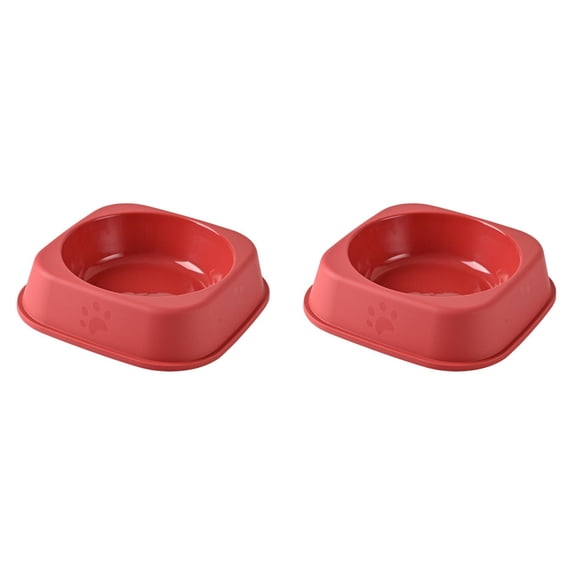 2 Pack Dog Bowls, Cat Food Dishes, Reusableb Bulk Pet Feeding Dog Food Water Bowls, Colorful Puppy Dogs Birthday Party Supplies for Small to Medium Cats, Dogs, 7.3x7.3x2in, Red