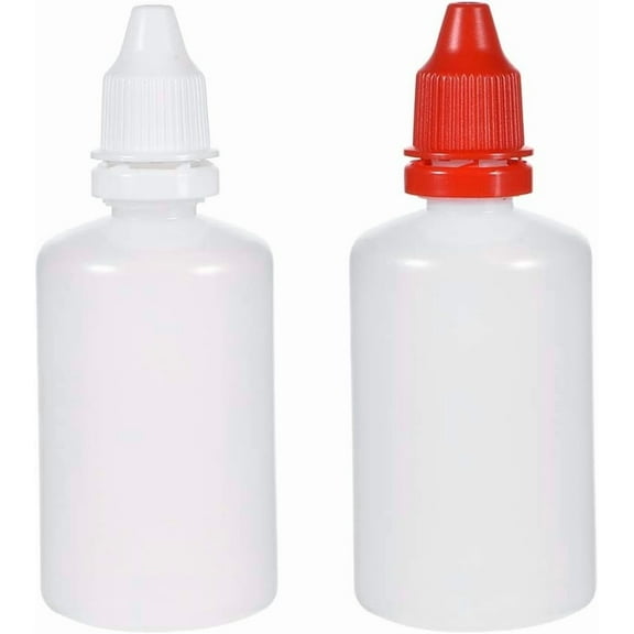 2-Pack Plastic Dropper Bottles, 50ml/1.7 oz Empty Squeezable Dropper Bottle with Cap, White/Red