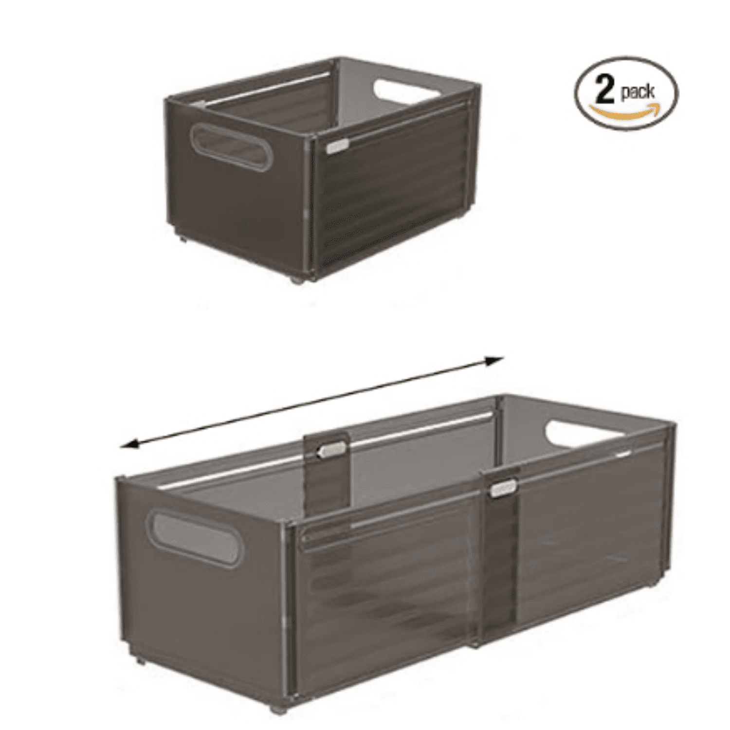 2 Pack Plastic Expandable Boxes for Organizing, Adjustable from 11-18.8 ...
