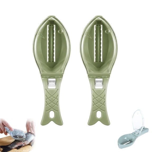 2 Pack Plastic Fish Scale Remover Tool, Quick Fast Fish Descaler Scraper Peeler, Portable Kitchen Fish Skin Cleaning Scaler Grater for Seafood Preparation
