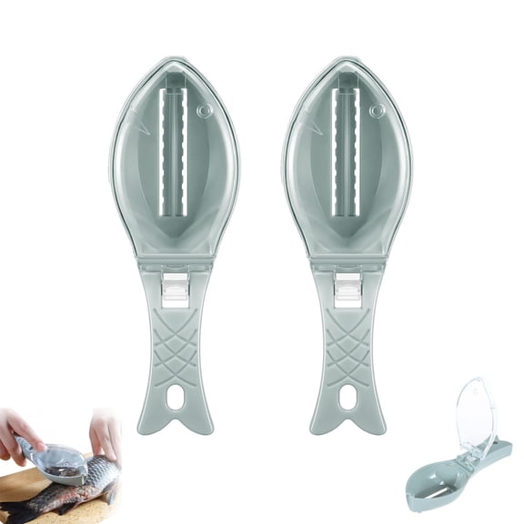 2 Pack Plastic Fish Scale Remover Tool, Quick Fast Fish Descaler Scraper Peeler, Portable Kitchen Fish Skin Cleaning Scaler Grater for Seafood Preparation