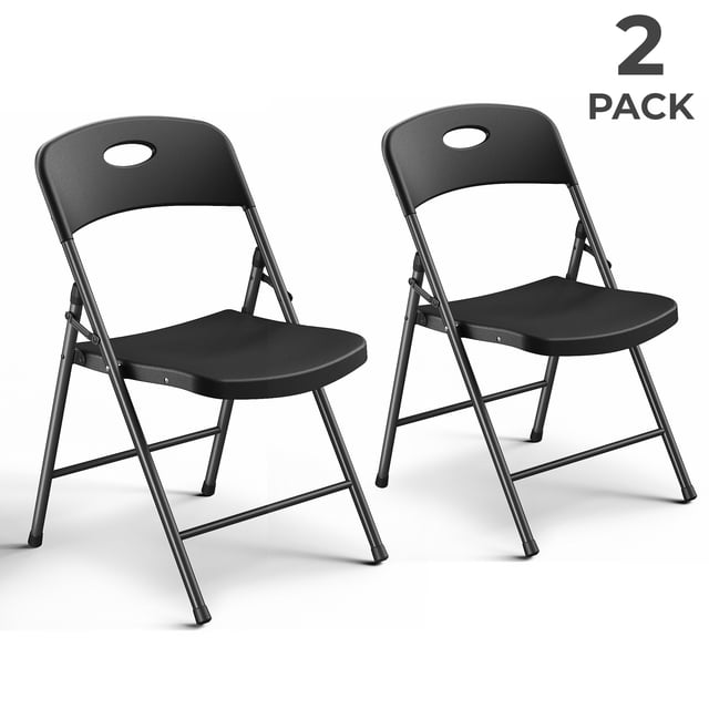 2 Pack Plastic Folding Chair, Sturdy Metal Folding Chairs for Outside ...