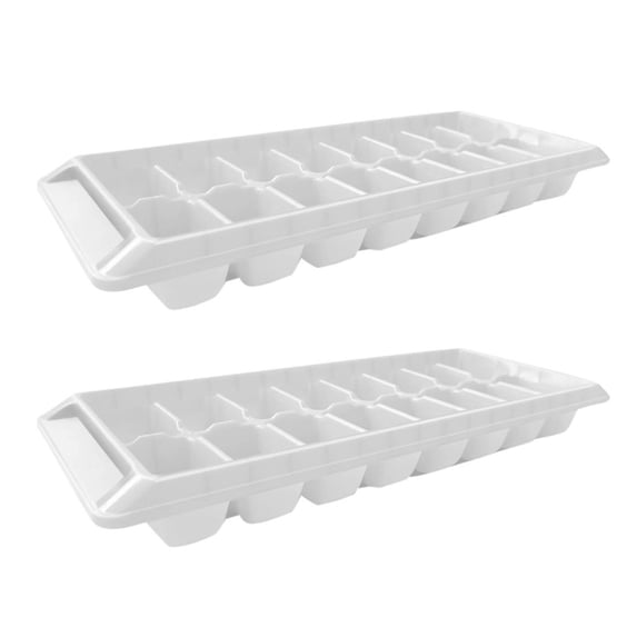 2 Pack Plastic Ice Cube Trays - 16 Cubes Each - Stackable, Easy Release - for Cocktails, Whiskey & Chocolate - BPA Free