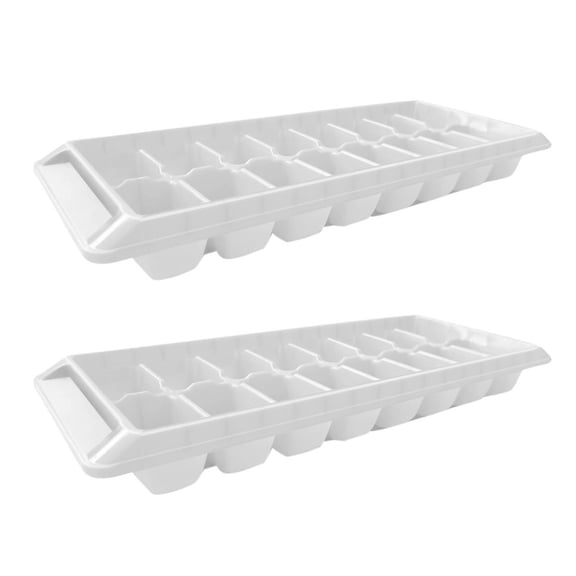 2 Pack Plastic Ice Cube Trays - 16 Cubes Each - Stackable, Easy Release - for Cocktails, Whiskey & Chocolate - BPA Free