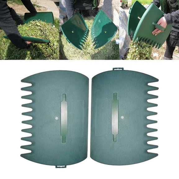 2 Pack Plastic Leaf Rakes for Garden Yard Work - Large Hand Leaf Claws for Raking Leaves Grass Clippings and Debris - Lightweight Adjustable Handles for Outdoor Lawn Trash Cleanup