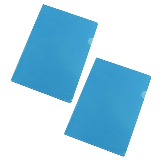 2 Pack Plastic Light Blue Document Folders, L-Type Plastic 6.3*8.8" File Sleeves for Document Protection, Transparent Reusable A5 Project Pockets for office, Home
