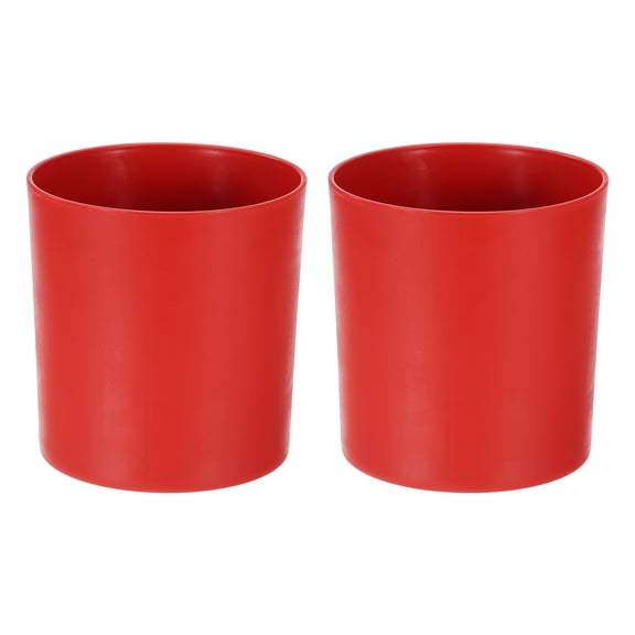 2 Pack Plastic Plant Pots, 7 Inch Plastic Planters Round Flower Planter Containers Flower Pots, Plant Holder [Red]