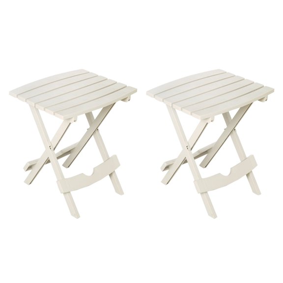 2 Pack Plastic Quik-Fold Side Table, White
