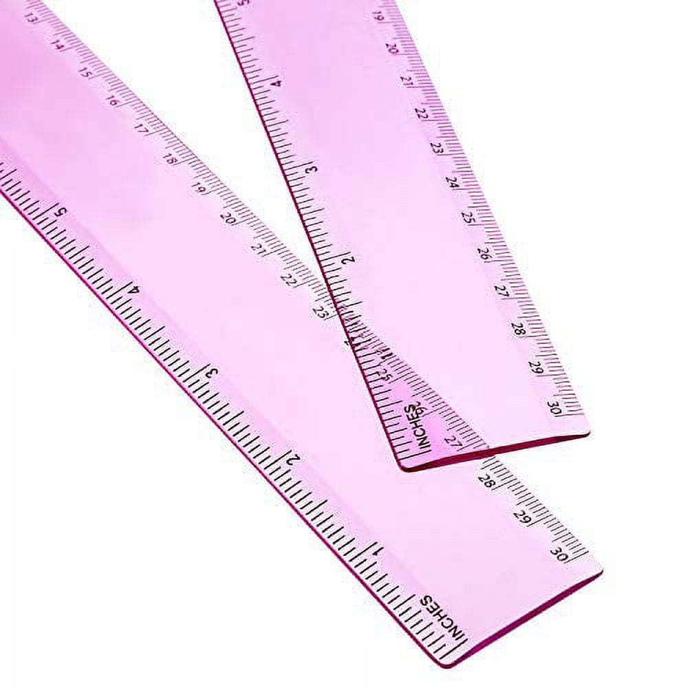  EBOOT 2 Pack Plastic Ruler Straight Ruler Plastic Measuring  Tool for Student School Office (Pink, 12 Inch) : Office Products