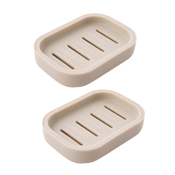 2 Pack Plastic Soap Dish, Container, Keeps Soap Dry,Easy Cleaning,Drain,Khaki