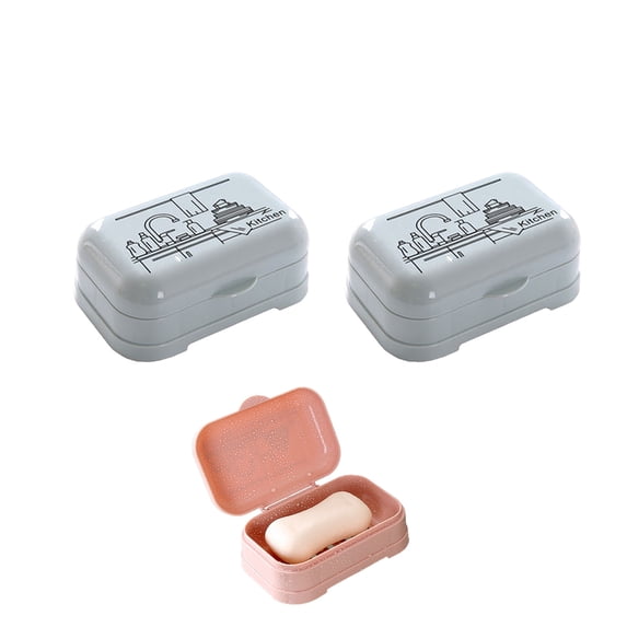 2 Pack Plastic Soap Holder, Soap Dish, Soap Box, Draining Bar Soap Case with Lid for Bathroom Travel,Green