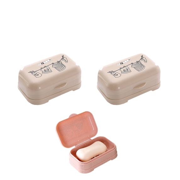 2 Pack Plastic Soap Holder, Soap Dish, Soap Box, Draining Bar Soap Case with Lid for Bathroom Travel,White