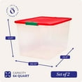 thumbnail image 1 of 2 Pack  Plastic Storage Bins with Secure Latch, 64 Quart, Red Lid - Stackable Organizer for Bedroom, Bathroom, Garage, Office, 1 of 8