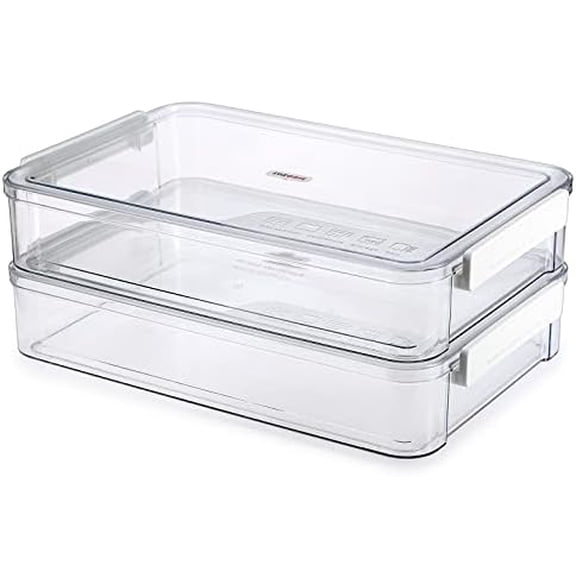 2 Pack Plastic Storage Containers with Lids, Portable Project Case Document Organizer Stackable Plastic File Storage Box for A4 File Paper Documents Scrapbook Art Supplies&Crafts(Big, White)