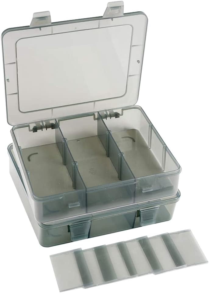 2 Pack Plastic Storage Organizer Box, Storage Container, Jewelry Organizer, Parts Storage Box with Dividers for Crafts, Beads, Buttons, Ornaments, Metal Parts(9 Grids 2 Pack)