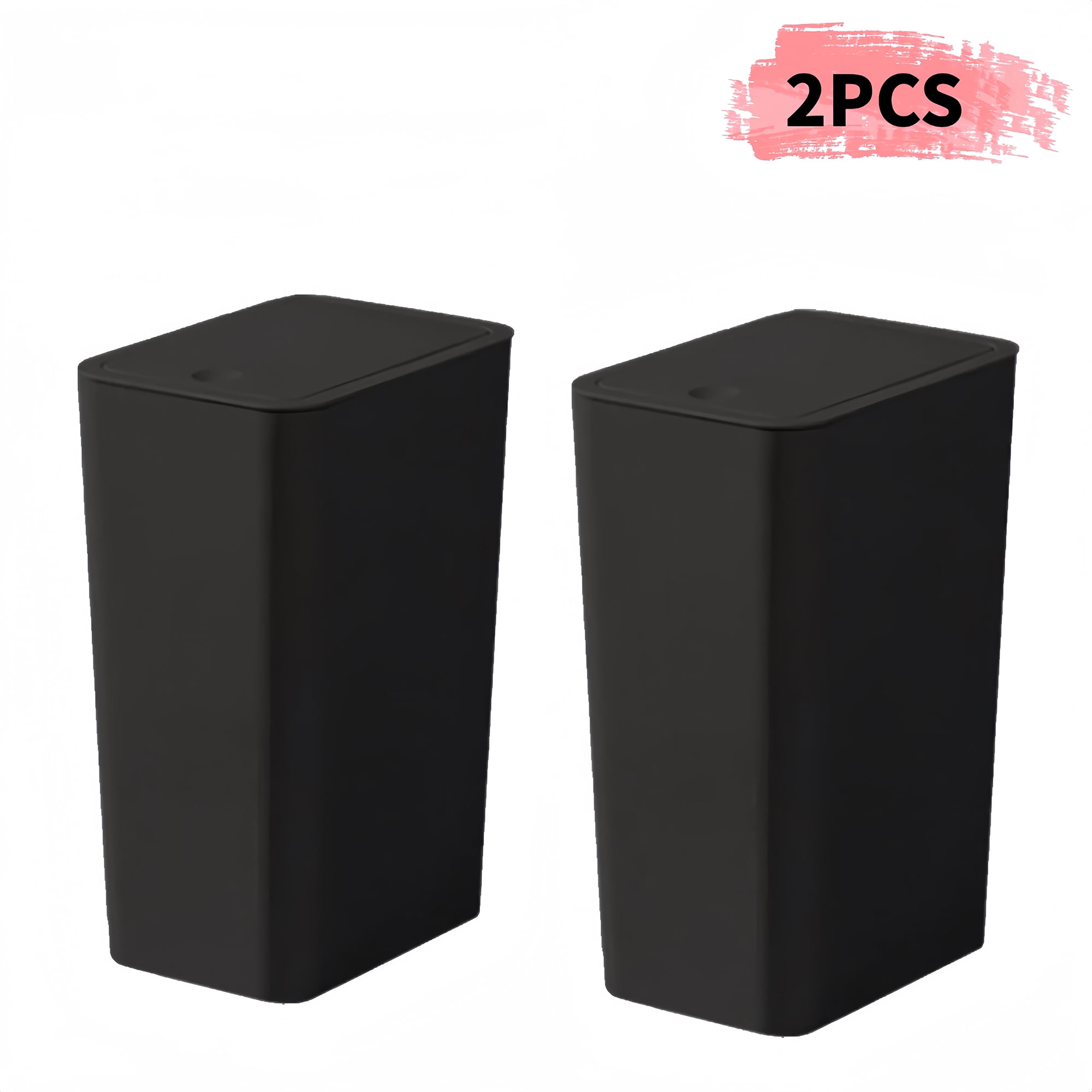 Black Plastic 2.6 Gallon Touch Top Trash Can Set