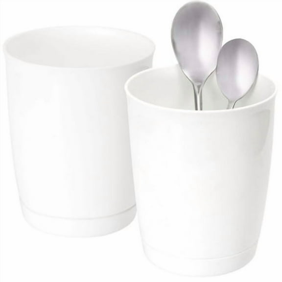 2 Pack Plastic Utensil Holders, White Utensil Organizers, Large Kitchen Utensil Crocks YE395.468