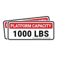 thumbnail image 1 of (2 Pack) Platform Capacity Sticker 1000 lbs (454 kg) (Size: 5″ x 2″) | Warning Decal | Weight Limit | Max Load | Safety OSHA Laminated Decal for Platform Lift Truck, Crane Cage Work Platform, 1 of 3