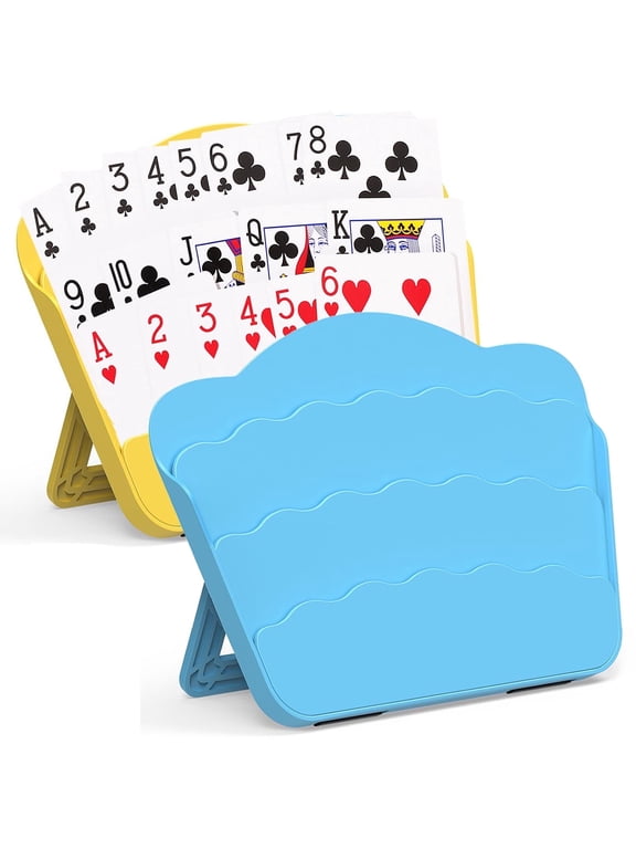 Playing Card Holder for Playing Cards with Foldable Tabletop Stand, 3 Layers Design for Poker UNO Holde for Adults Kids 2 Pack