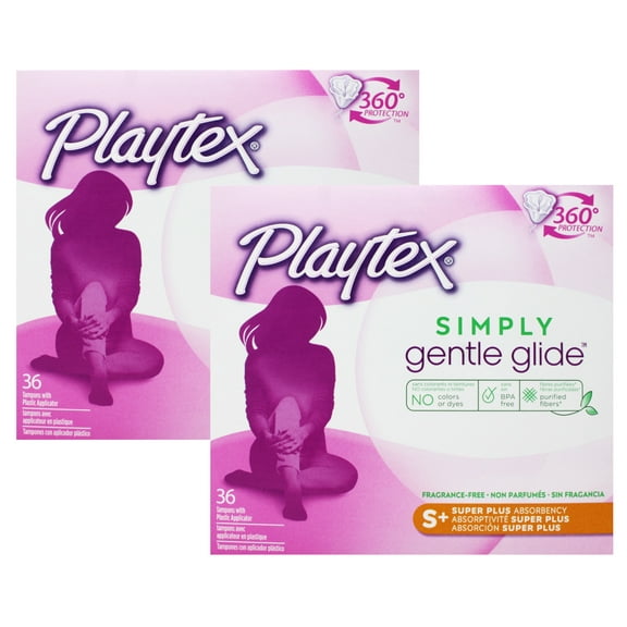2 Pack - Playtex Simply Gentle Glide Unscented Tampons, Super Plus Absorbency, 36 Count