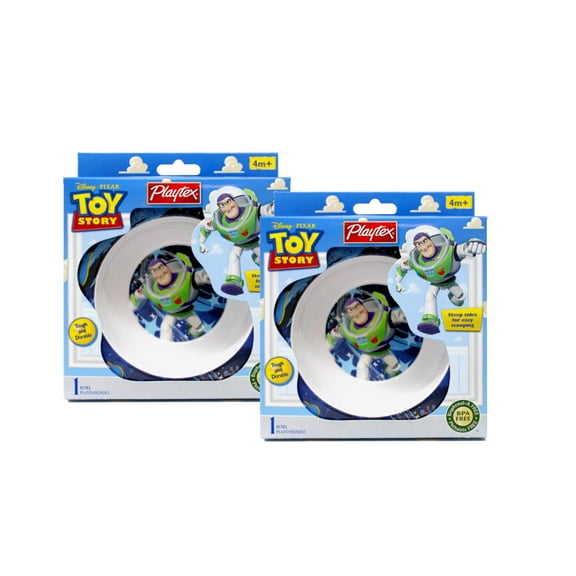 2 Pack - Playtex Toy Story Bowl,Steep sides for easy scooping, BPA Free, Designs May Vary